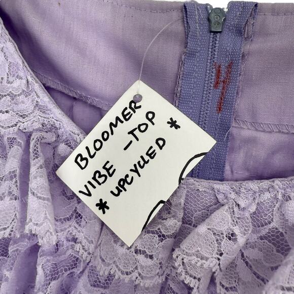 Bloomer Top Full Ruffle Vintage Handmade Reworked Top Purple XS Coquette Cropped - Picture 7 of 8